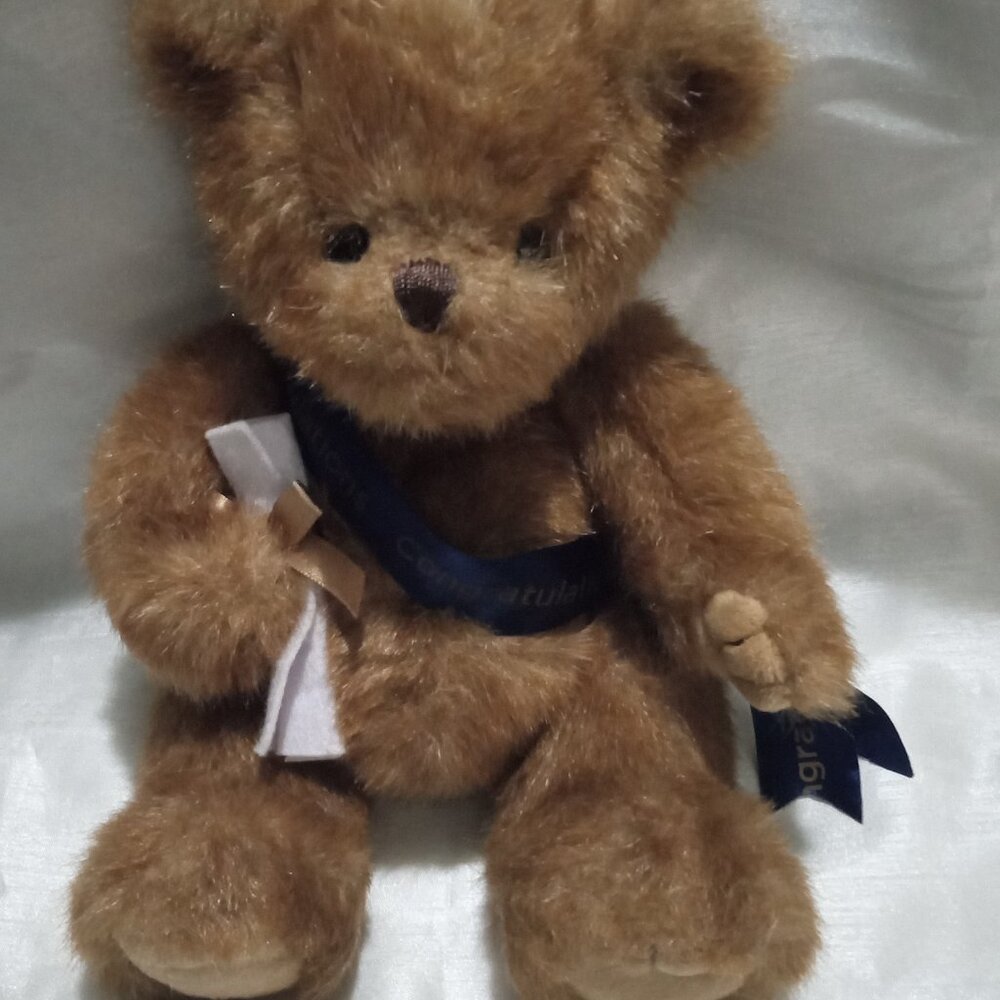 The Bearington Collection plush brwn graduation stff animal w/moving legs & head